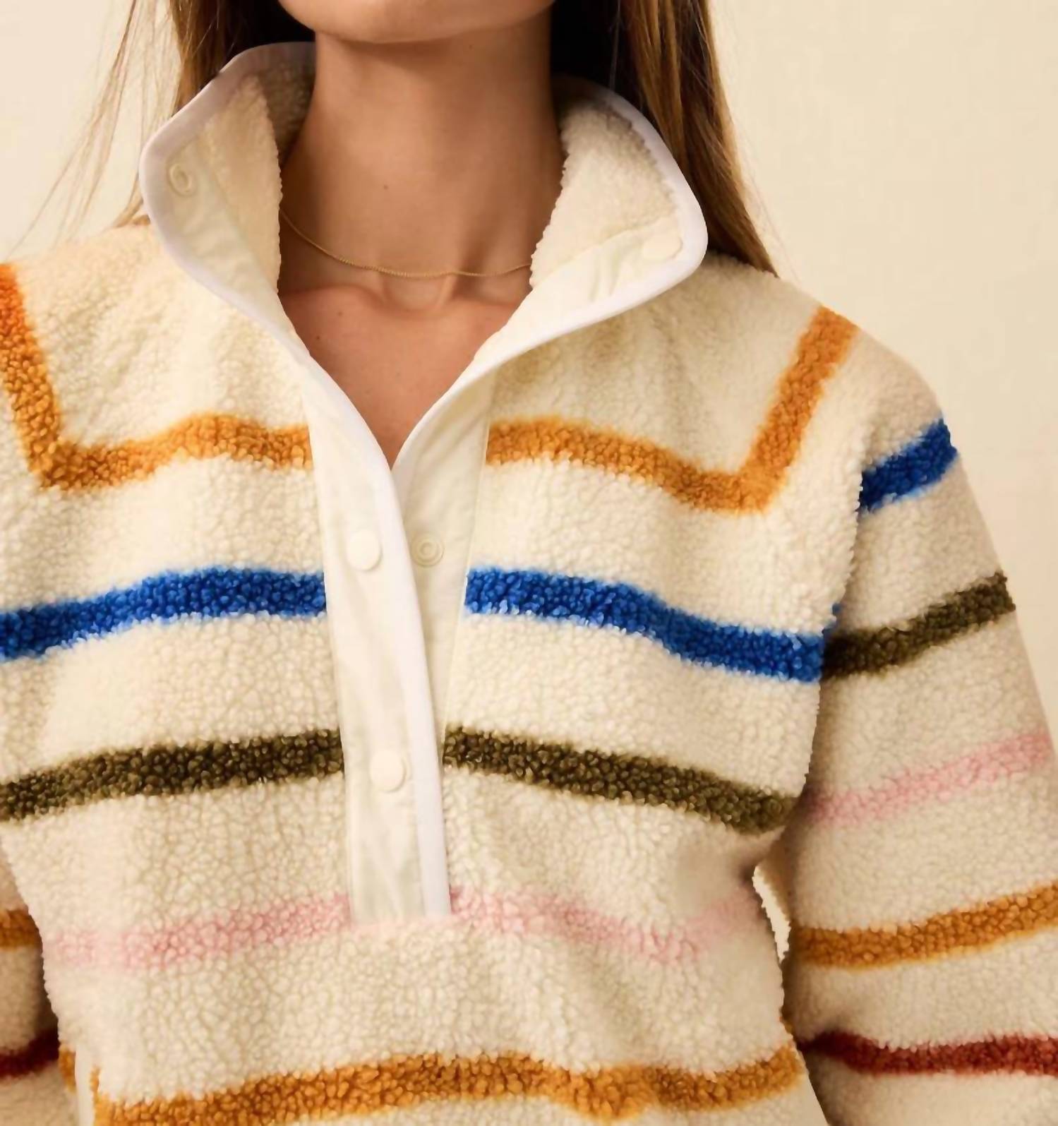 Faherty Fireside Popover Sweatshirt in dream fleece stripe - women's top - view 4