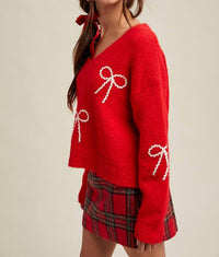 Wishlist - Elana Bow Embellished Sweater