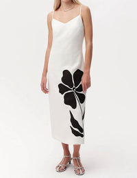 Exquise - Cannon Spaghetti Strap Linen Midi Dress
