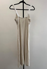5Besties - Women's Contrasting Cross Over Maxi Linen Dress