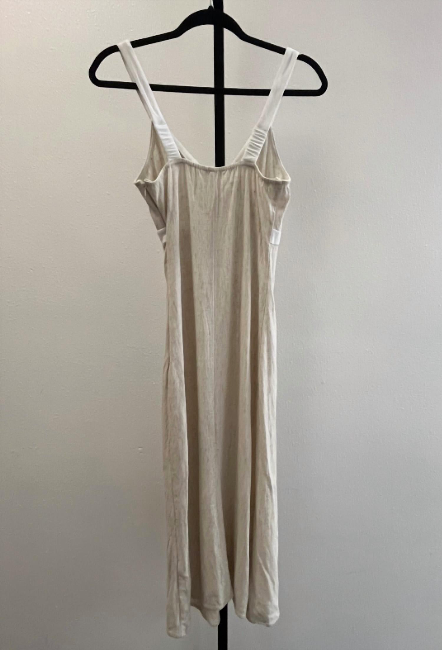 5Besties - Women's Contrasting Cross Over Maxi Linen Dress