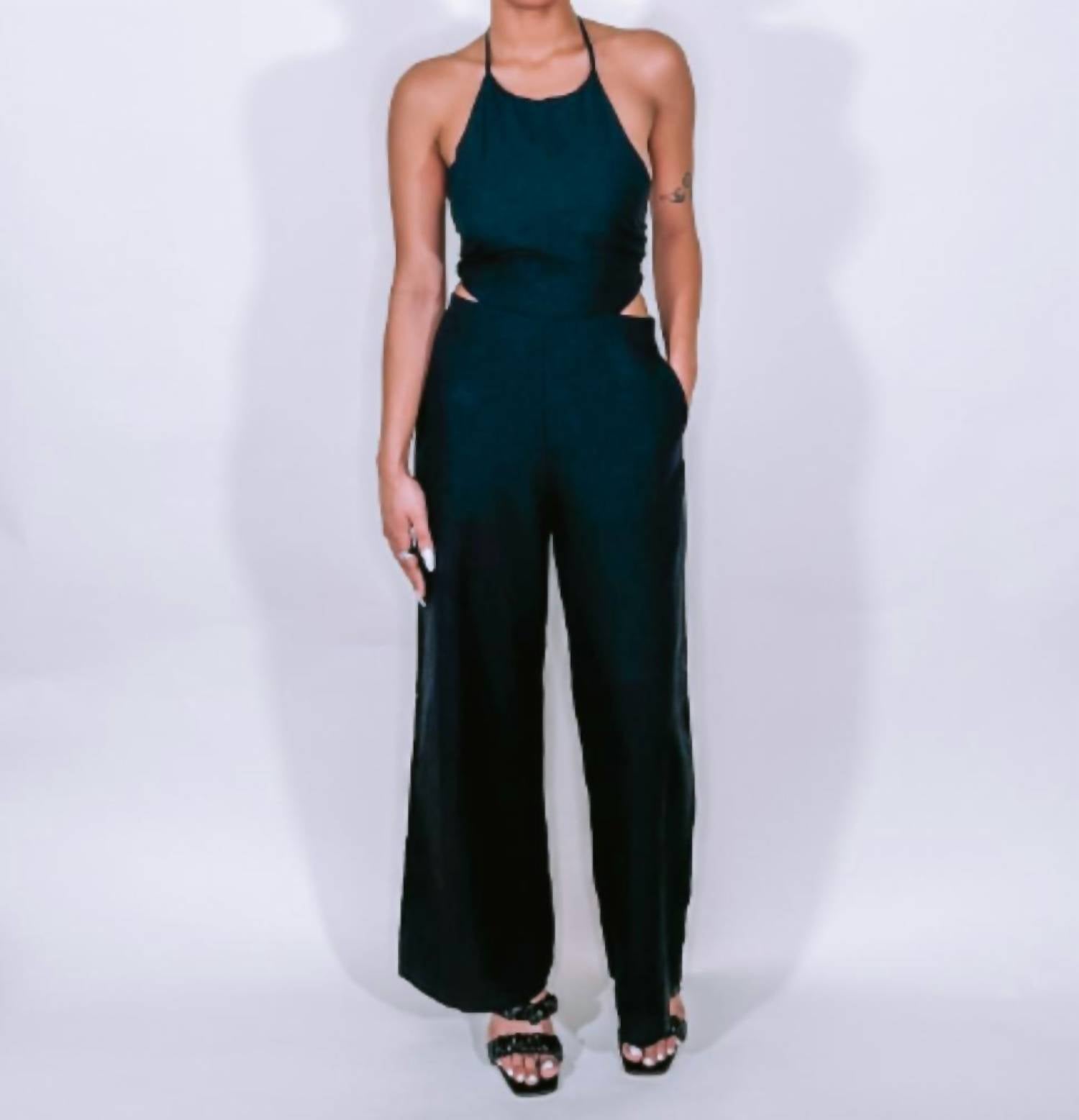 Crescent - Yoko Halter Neck with Side Cut-Outs Jumpsuit