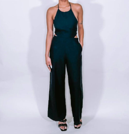 Crescent - Yoko Halter Neck with Side Cut-Outs Jumpsuit