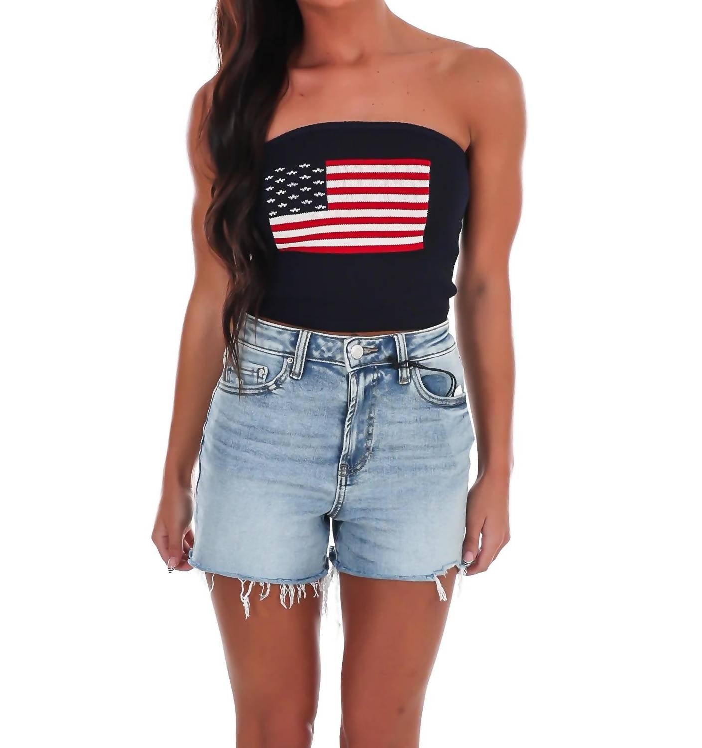 Blu Pepper - Americana Muse Strapless Crop Top