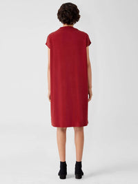 Eileen Fisher - Sueded Cupro Knit Funnel Neck Dress