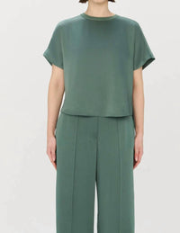 SIMKHAI Addy Short Sleeve Knit Back T-Shirt in park slope - women's t-shirt