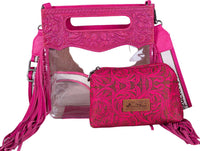 Montana West Women's Western Stadium Clear Crossbody Bag With Detachable Pouch in hot pink - women's bag