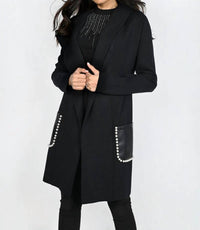 Frank Lyman - Bess Faux Leather Pockets Hoodie