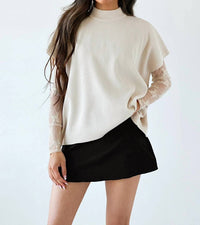 Zenana - Claire Ribbed Mockneck Short Sleeve Knit Top