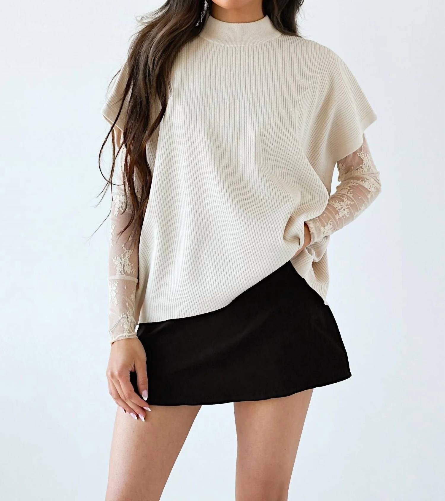Zenana - Claire Ribbed Mockneck Short Sleeve Knit Top