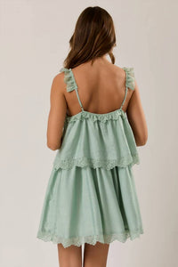 Le Lis - Spaghetti Strap Lace Trimmed Mini Dress