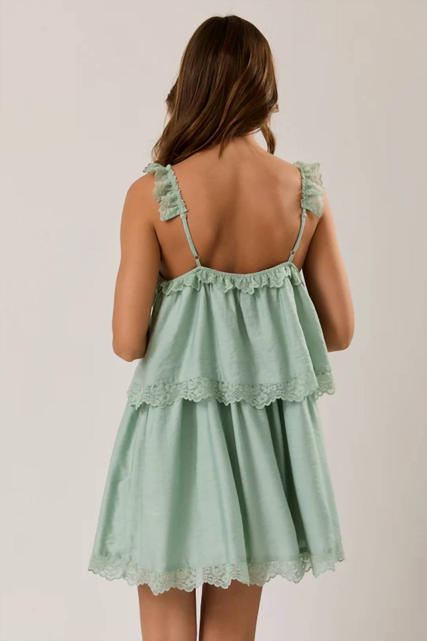 Le Lis - Spaghetti Strap Lace Trimmed Mini Dress