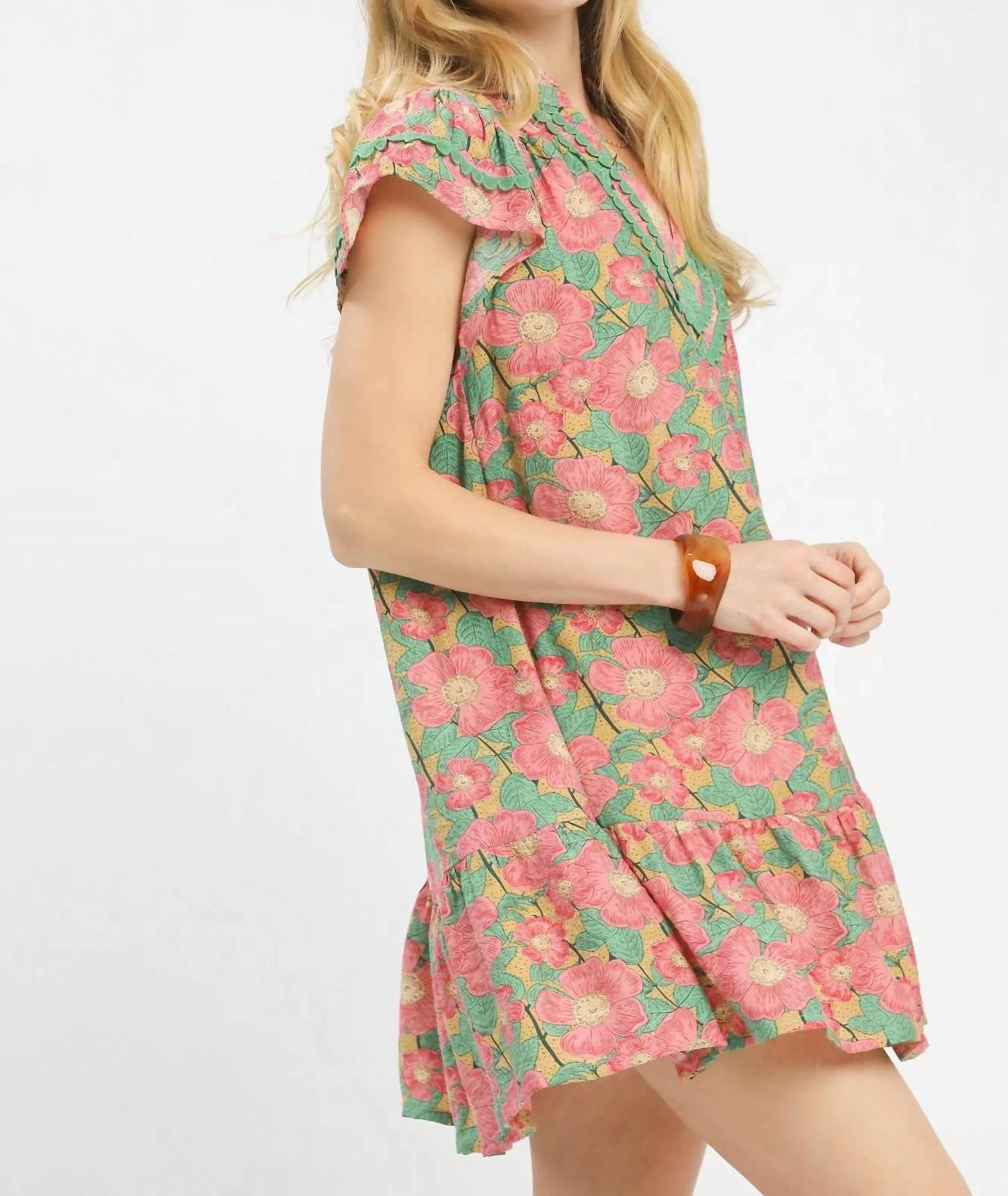 Umgee - Abstract Print Tiered Mini Dress
