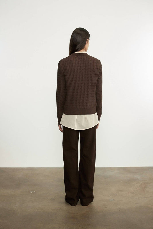 Enza Costa - Cable Knit Easy Crew Sweater