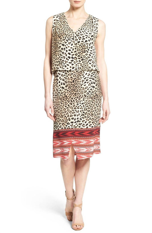 Kobi Halperin - Livia Sleeveless Sheath Silk Leopard Print Midi Dress