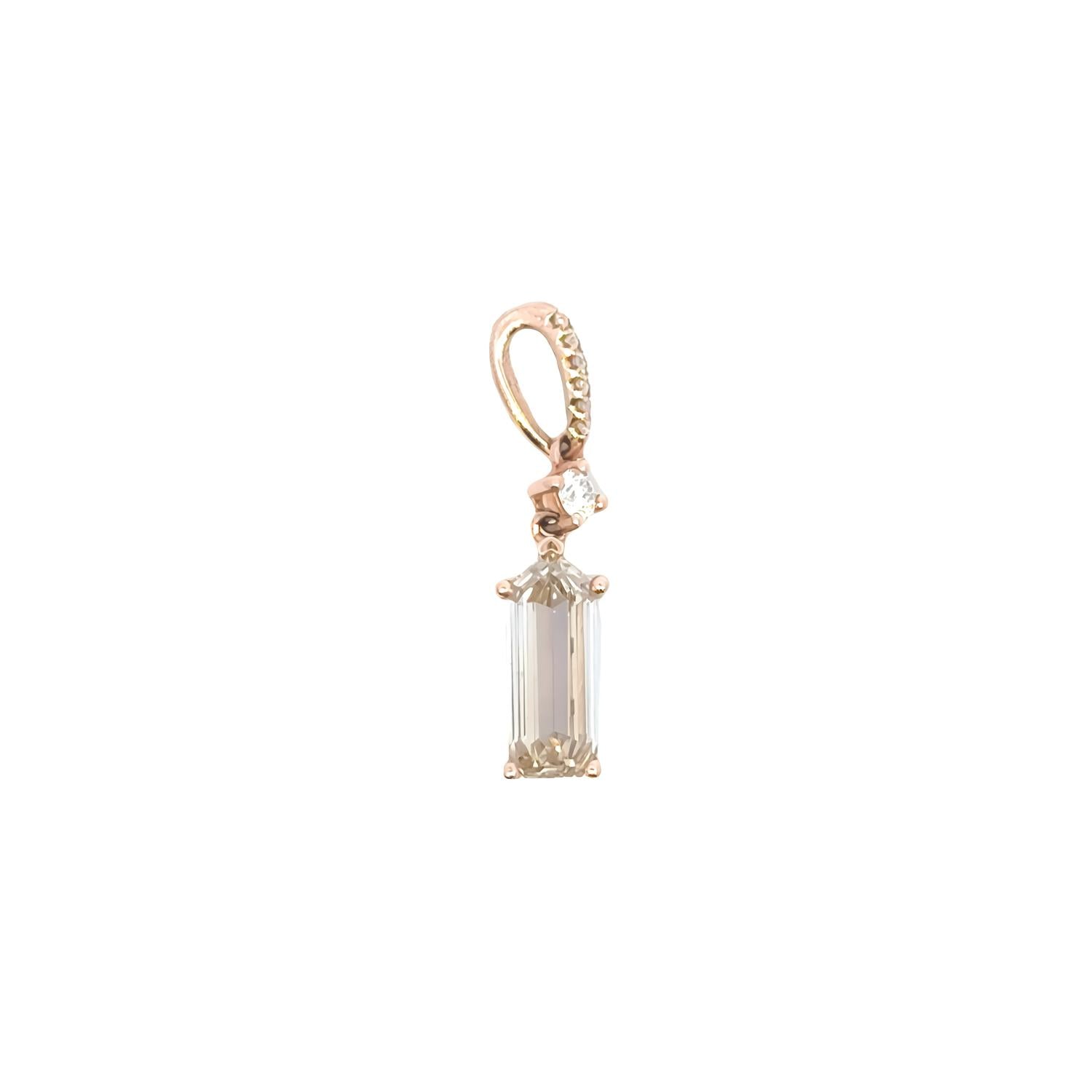 Aamiaa - 0.90 Carat Natural Diamond Emerald Cut Drop Pendant