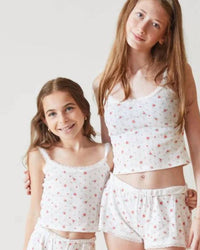 THEME Lizzie Rose Pointelle Tank in white - kids' tank top