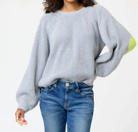 KERRI ROSENTHAL Women's Ricki Imperfect Heart Sweater in dark heather gray - women's sweater