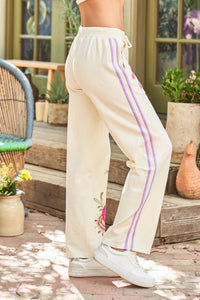 PAPARAZZI Embroidered French Terry Pant in cream - women's pants - view 6