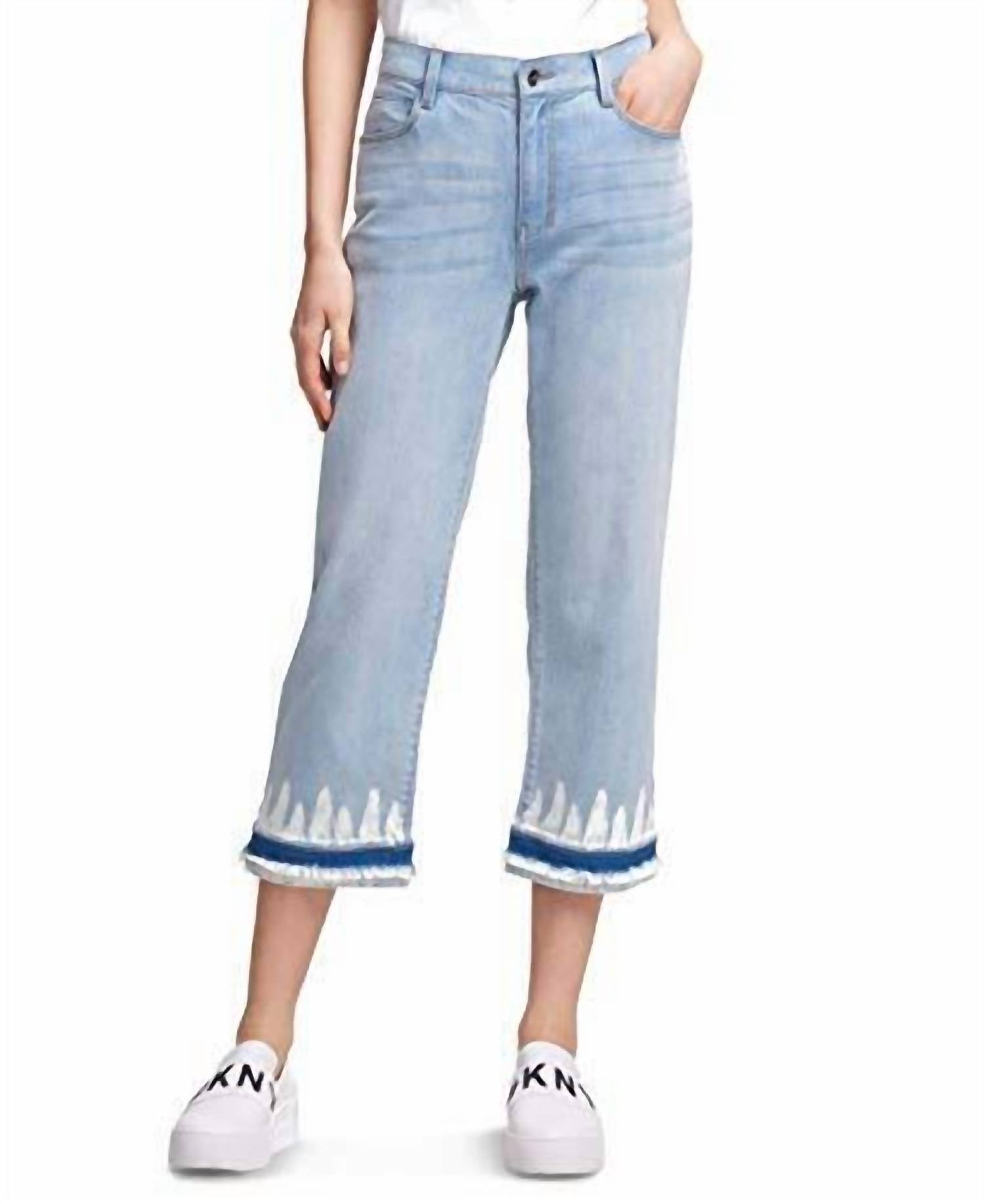 Dkny - Women's Denim Tie Dye Hem Cropped Jeans