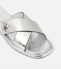 Tory Burch - Women's T Lock Metallic Leather Slide Sandal
