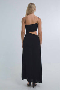 Uma and Leopold Allure One Shoulder Maxi Dress in black - women's dress - detail view