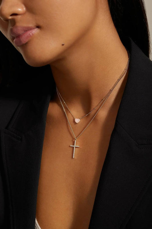 Eklexic - Women's Cz Cross Pendant Necklace