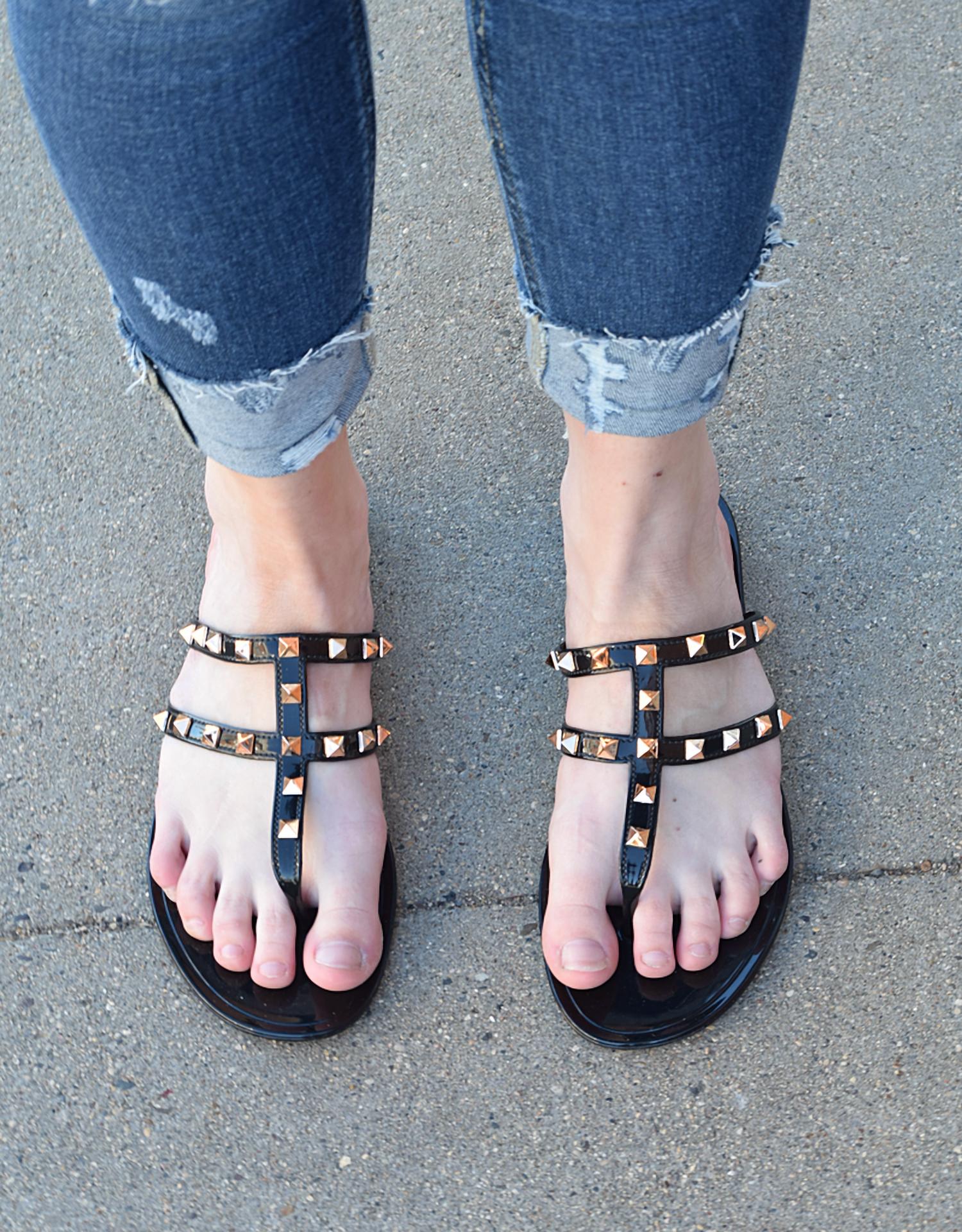 G Stylez - Women's Studded Flat Sandal