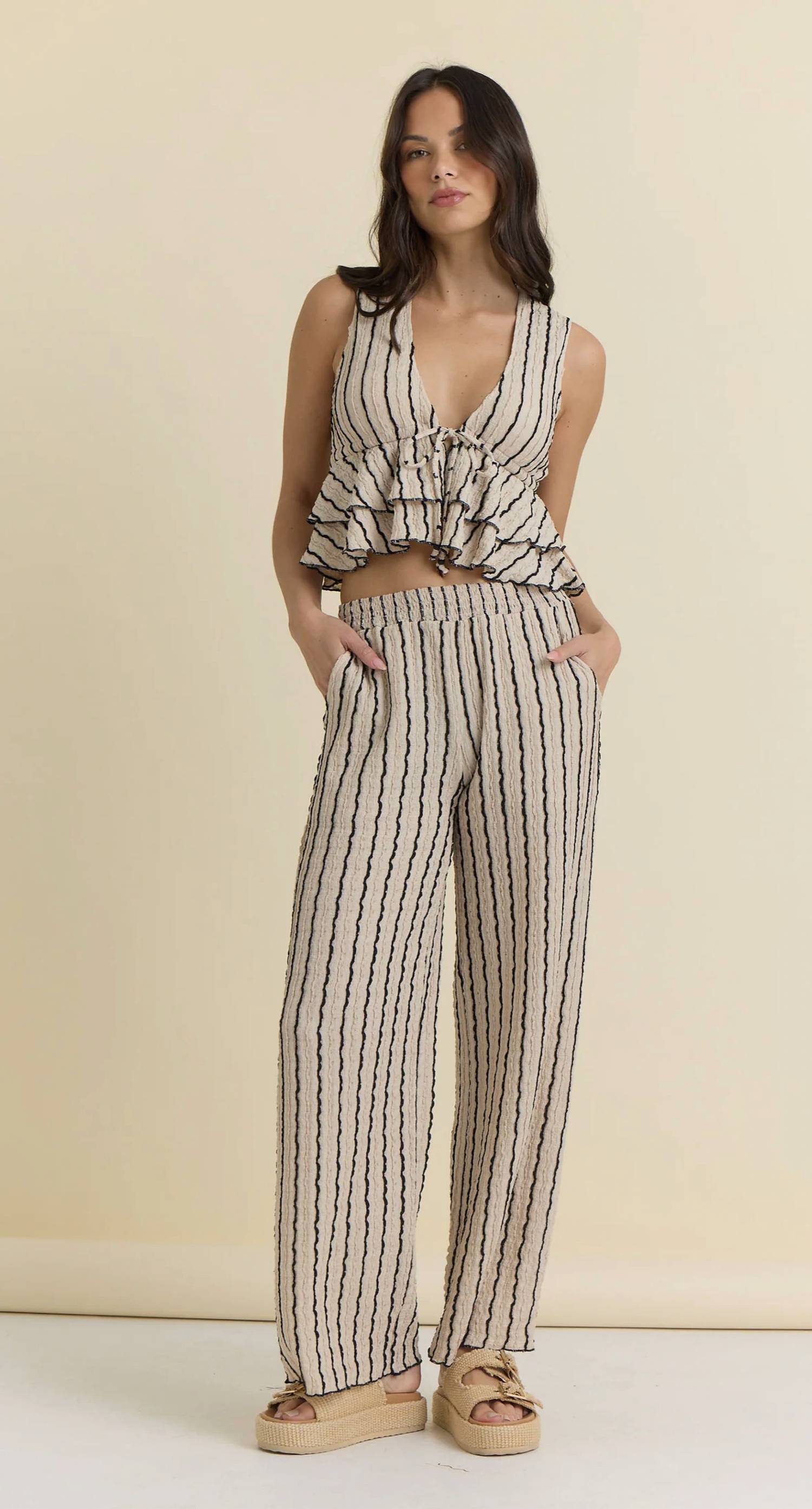 Vintage Havana - Textured Knit Wide Leg Pant