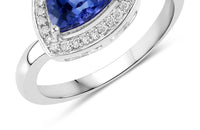 Diana M Jewels Women's Trillion Natural Tanzanite Fashion Ring (1.48 Ct) - Petite in 14k white gold - women's jewelry
