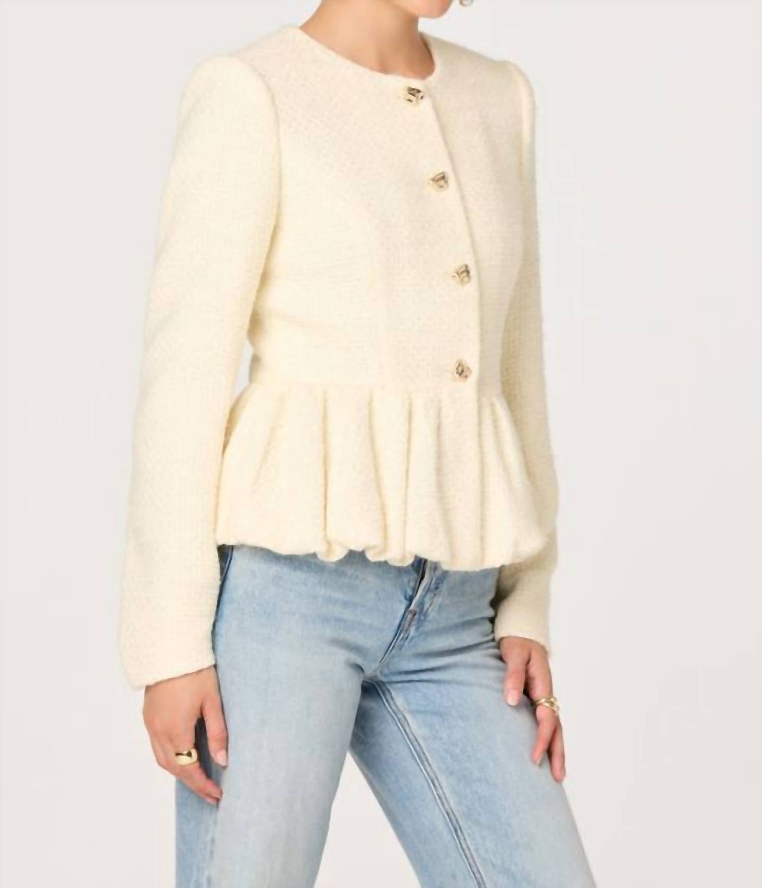 ASTR Nicolle Textured Peplum Jacket in cream - women's jacket - alternate view