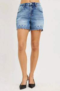 Risen - Scalloped Denim Shorts