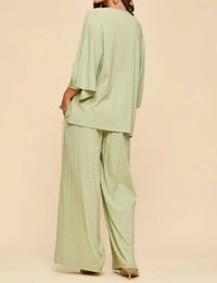 Dear Scarlett Relaxed And Refined Vista Set in sage - women's sleepwear - detail view