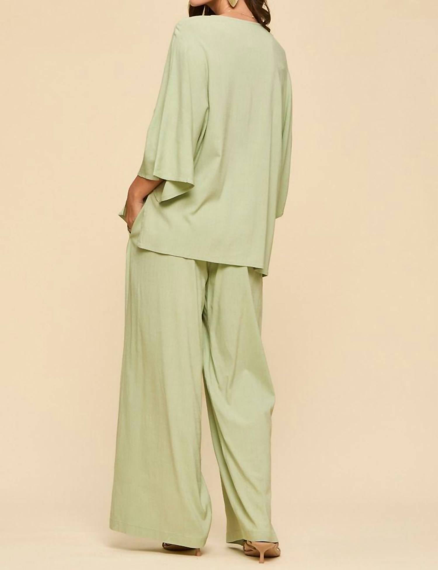 Dear Scarlett Relaxed And Refined Vista Set in sage - women's sleepwear - detail view