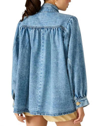STEVE MADDEN Marceline Denim Jacket in forever blue 1 - women's jacket - detail view