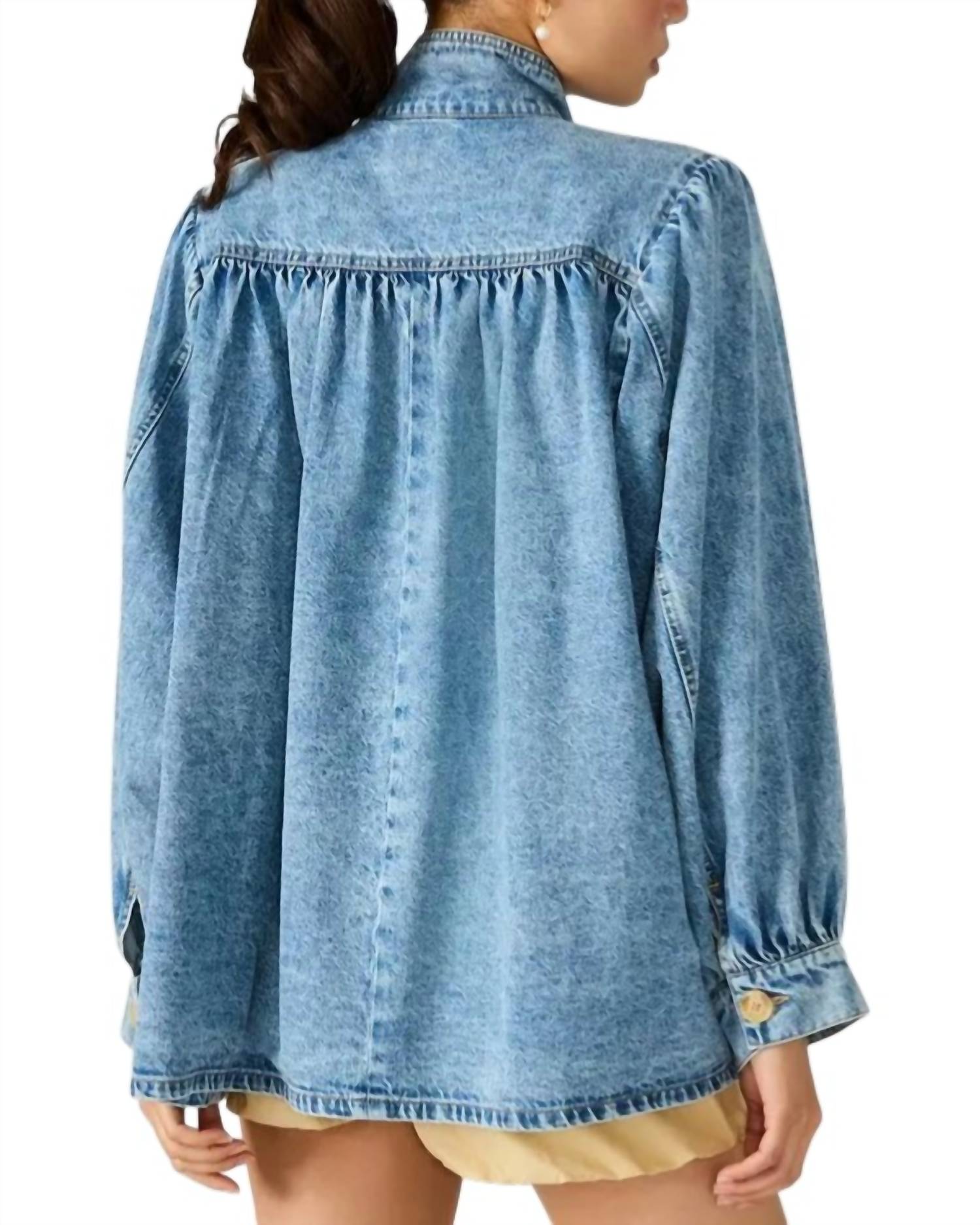 STEVE MADDEN Marceline Denim Jacket in forever blue 1 - women's jacket - detail view