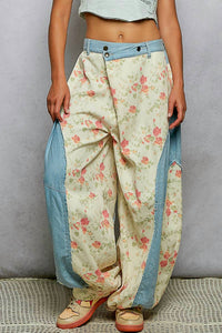 Pol - Contrast Panel On Side Waist Button Detail Pants