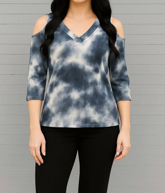French Kyss - Soft Stretch Tie Dye V Neck Top