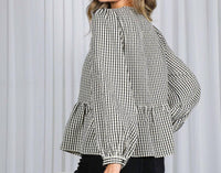 Vine & Love - Charming Gingham Bow Blouse