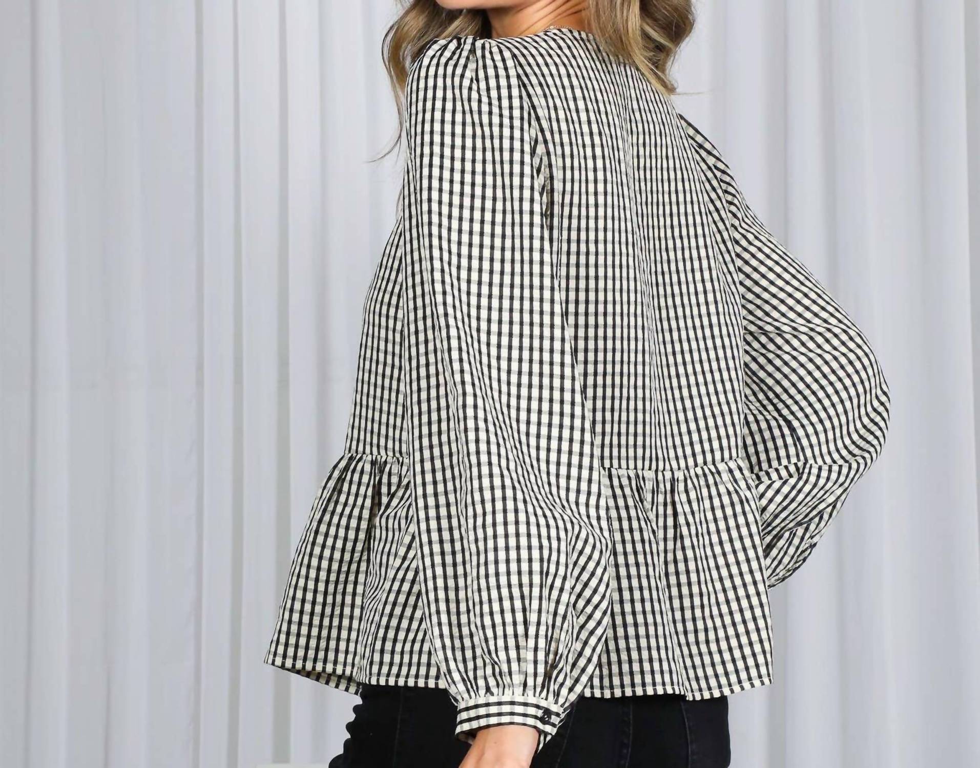Vine & Love - Charming Gingham Bow Blouse