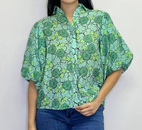 Papillon - Clover Collared Balloon Sleeve Top