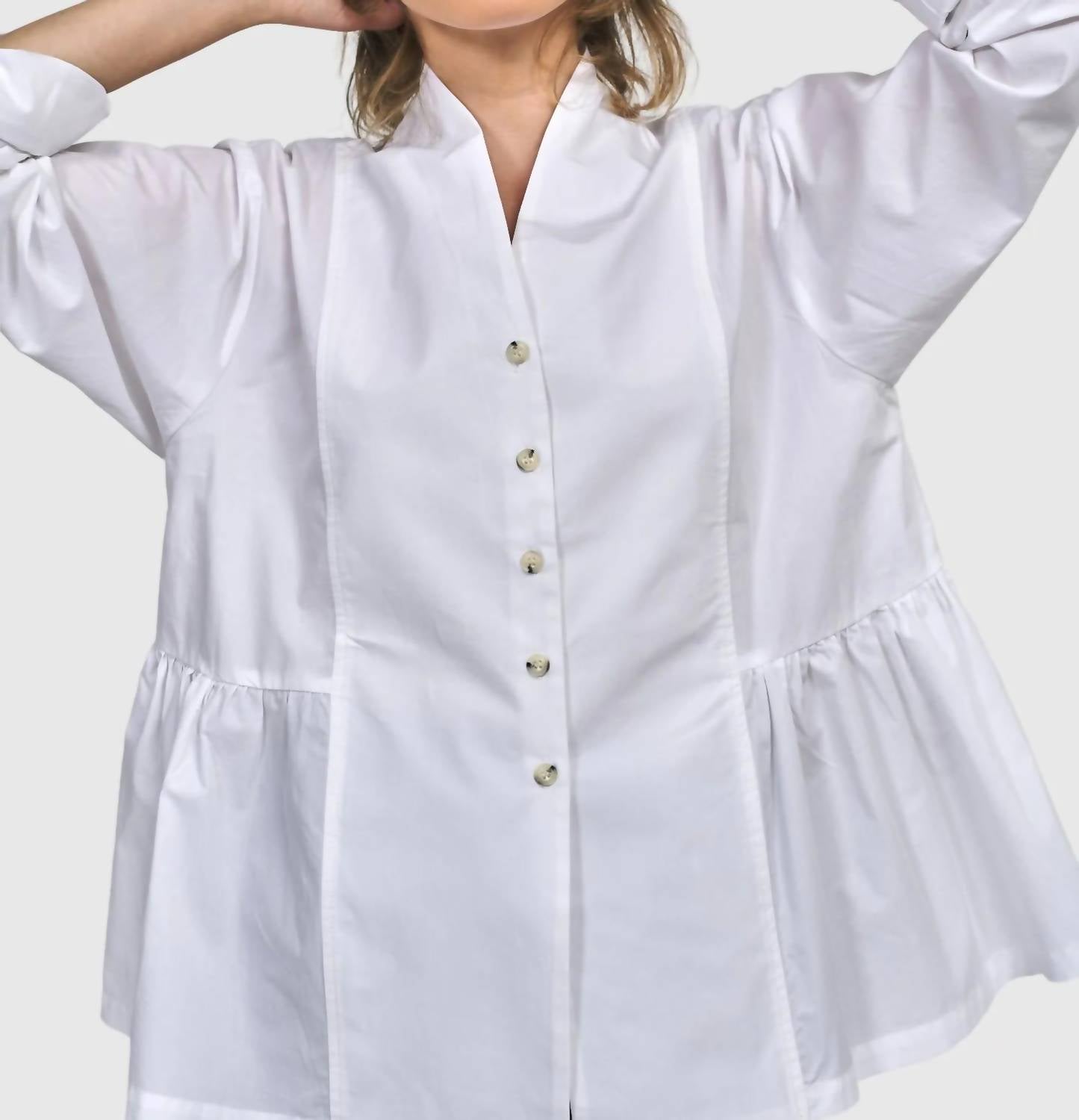 ALEMBIKA Addison Peplum Blouse in white - women's blouse - view 4
