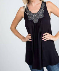 P & Rose - Sparkle And Shine Tank Top With Beaded Neck Detail