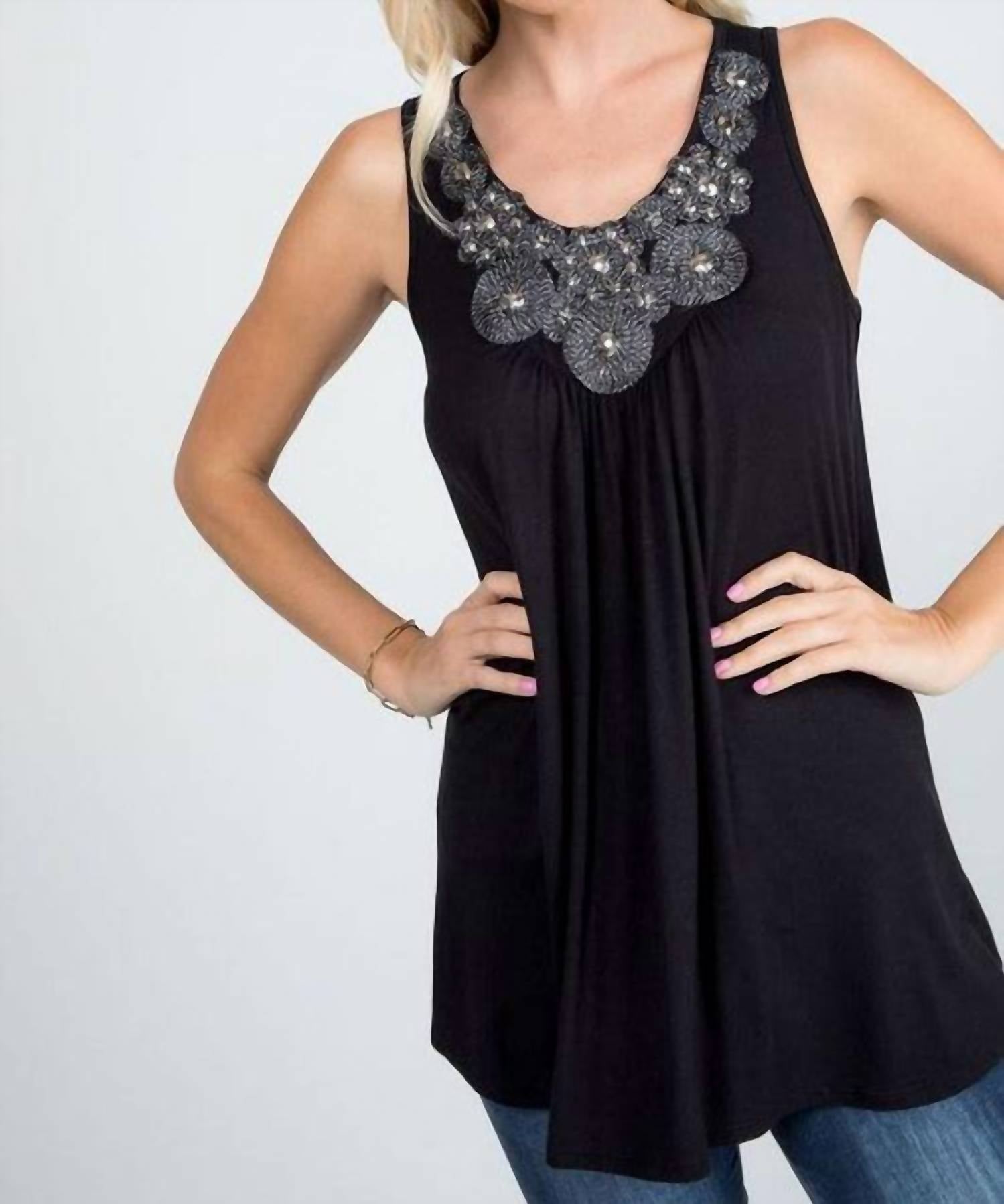 P & Rose - Sparkle And Shine Tank Top With Beaded Neck Detail