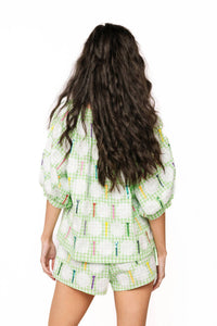 Queen Of Sparkles - Gingham Golf Ball & Tee Button Up Top