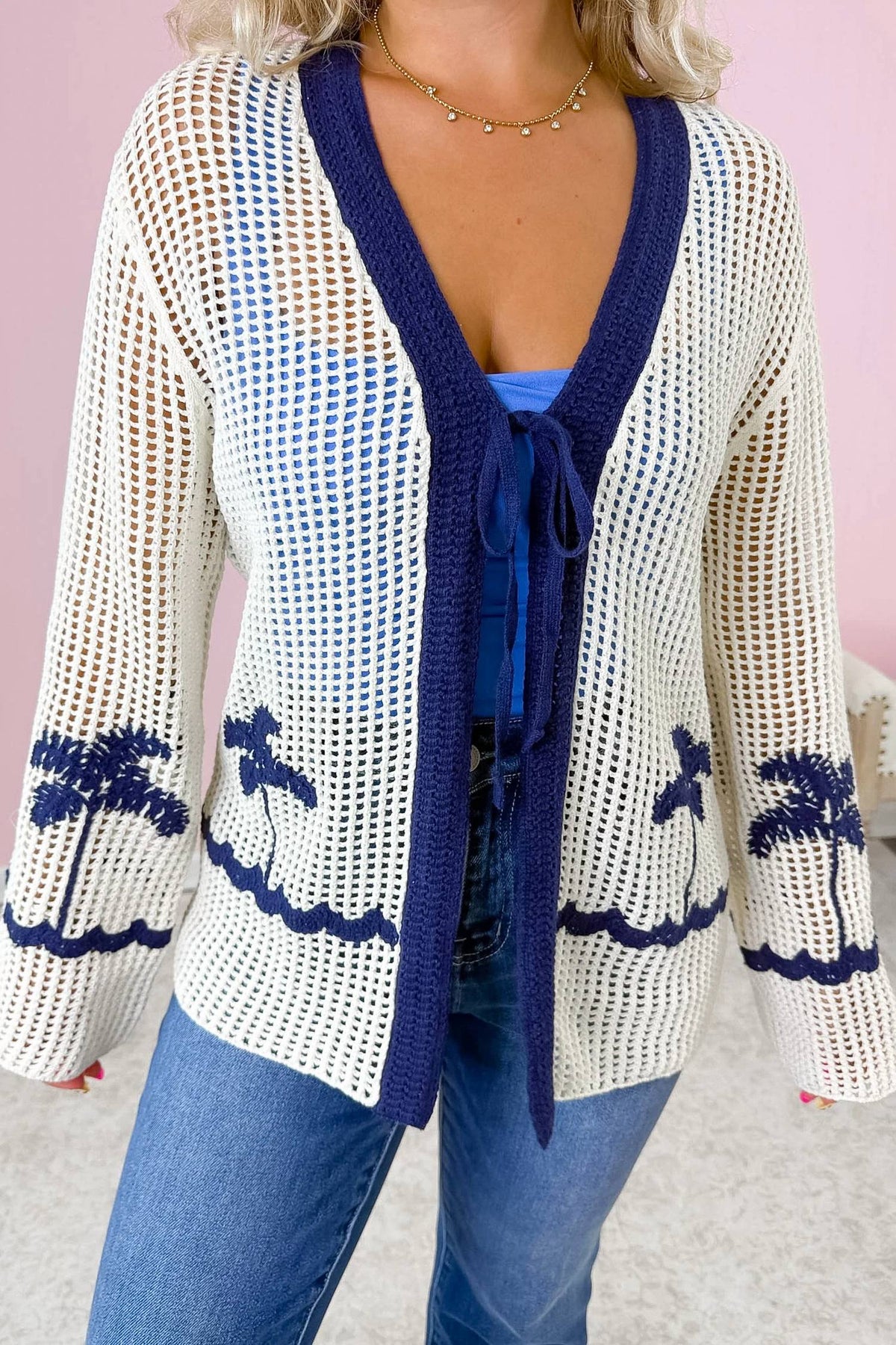 Miou Muse - Women's Island Escape Crochet Cardigan