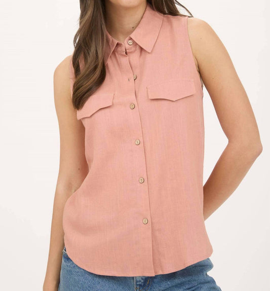 Blu Pepper - Collared Button Down Sleeveless Shirt