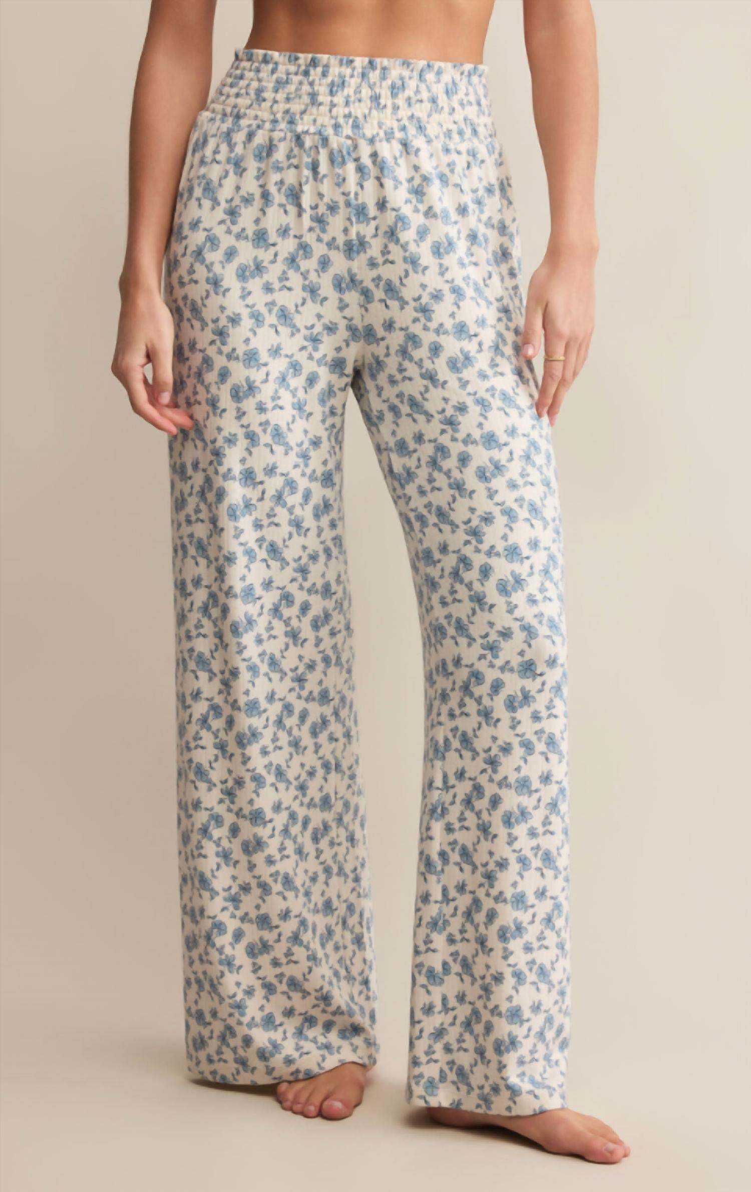Z Supply Dawn Smocked Ditsy Pants in crystal - women's pants