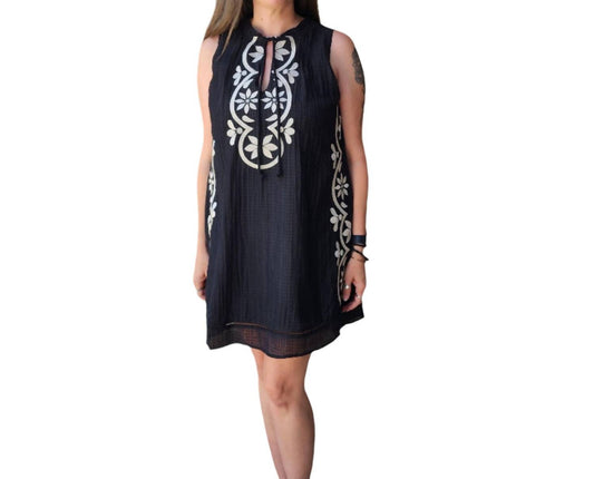 Thml - Sleeveless Embroidered Dress w/Neck Tie