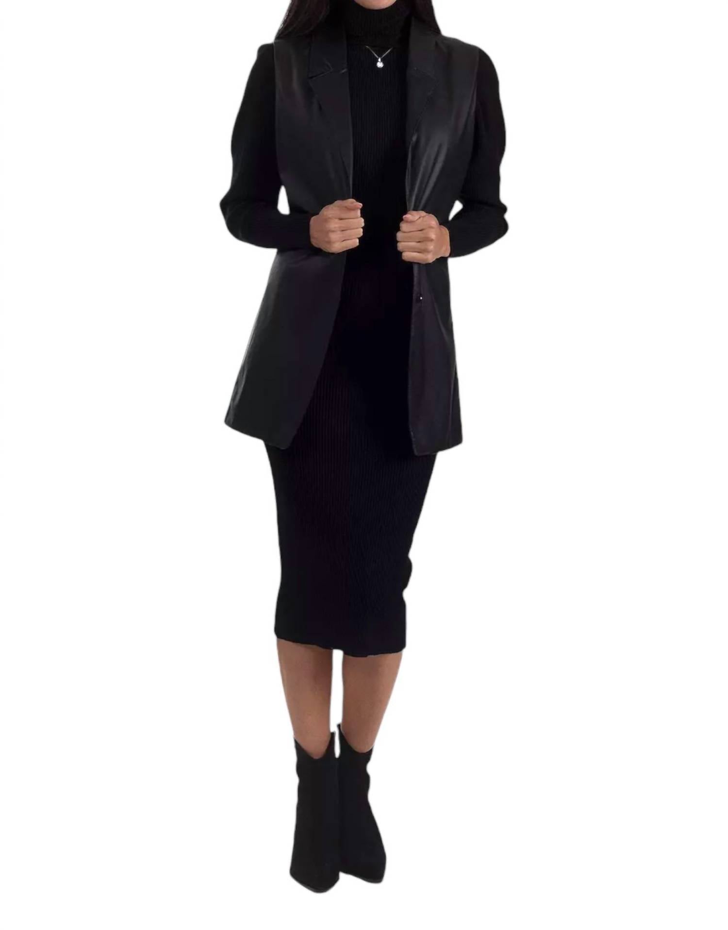Nine West - WOMEN'S FAUX LEATHER SLEEVELESS BLAZER
